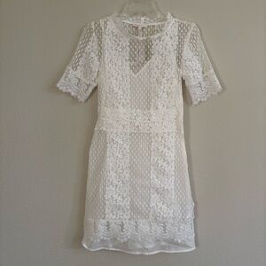 New Maje Revanta 2 piece white ivory Lace Mini sheath Dress bridal size 1 XS / S
